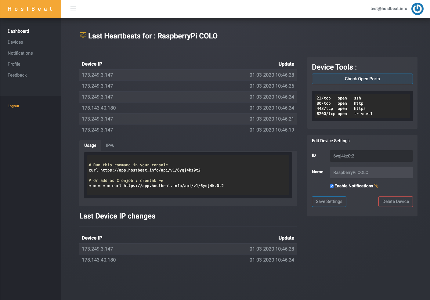 HostBeat Devices List